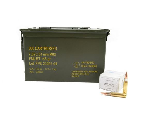 PPU 145 gr FMJBT 7.62×51 Ammunition 500 Round Ammo Can – PPRM762M