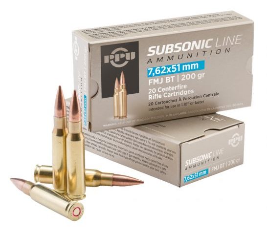 PRVI Partizan 7.62x51mm FMJ BT Subsonic Ammunition 20rd Box – PPS762