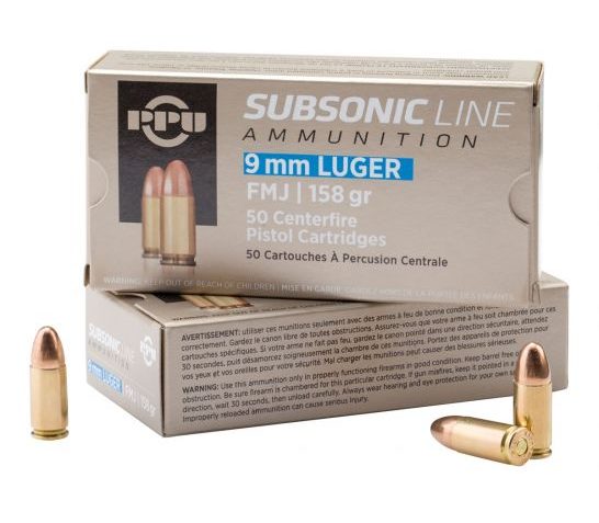 PRVI 9mm Luger 158gr FMJ Subsonic Ammunition 50rd Box – PPS9mm