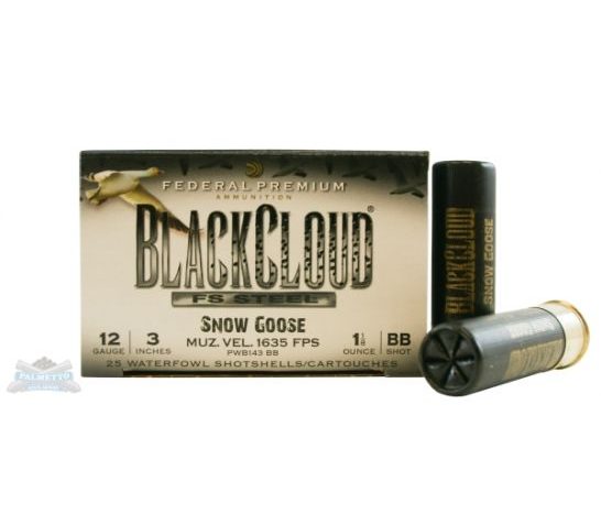 Federal 12ga 3" 1-1/8oz BB Snow Goose Black Cloud HV Waterfowl Shotshells 25rds –  PWB143 BB