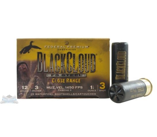 Federal 12ga 3" 1.25oz #3 Black Cloud "Close Range" Waterfowl Shotshells 25rds – PWBD142 3