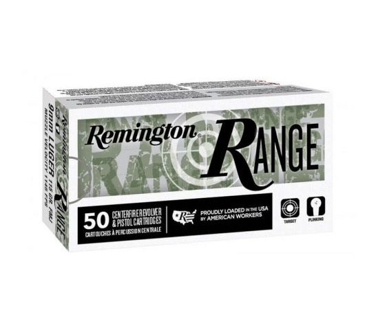 Remington Range 9mm 115 gr FMJ Ammunition, 50 Rounds – 28564