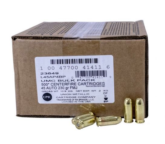 Remington UMC 230 gr FMJ 45 ACP Ammunition, 500 Rounds – 23649