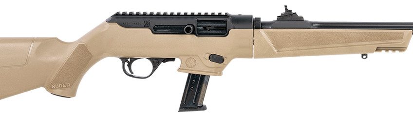 Ruger, PC Carbine 9mm, 16.12" Threaded Fluted Barrel, FDE, 10rd