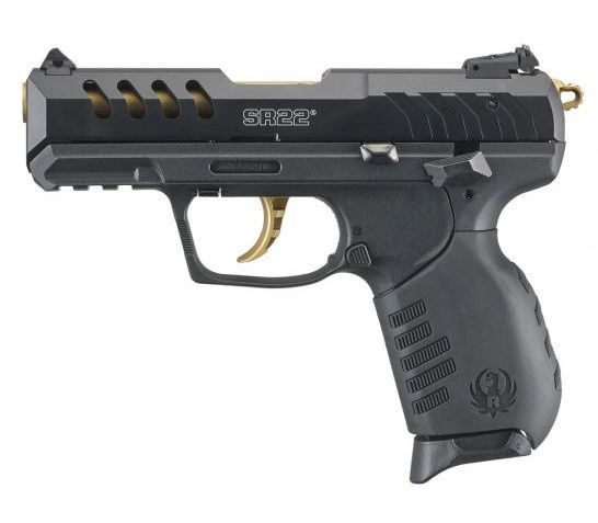 Ruger SR22 3.5" .22 LR Pistol, Black/Gold – 3654