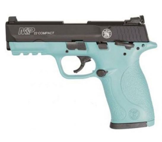 S&W M&P22 Compact .22 LR Pistol, Robin’s Egg Blue/Black – 13300