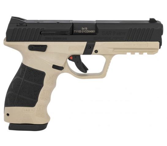 SAR USA SAR9 Mete Safari 9mm Pistol, Tan/Black – SAR9METESABL