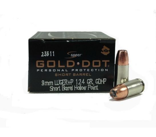 Speer 9mm+P 124gr Gold Dot (Short Barrel) Ammunition 20rds – 23611