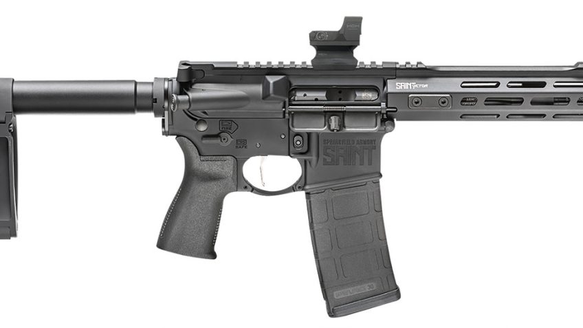 Springfield Saint Victor 5.56/,223, 7.5" Barrel, Hex Dragonfly, Tailhook Brace, Black, 30rd