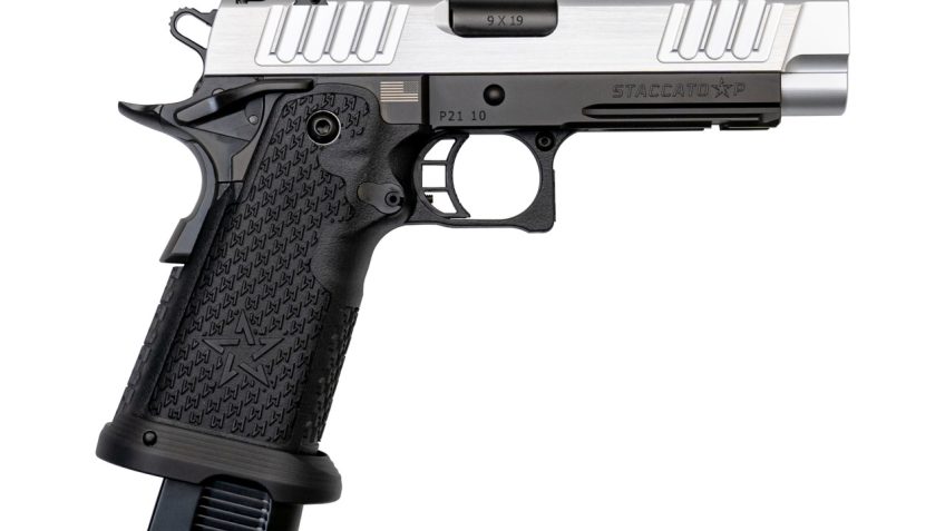 Staccato P 9mm, 4.4" Bull Barrel, G2, Dawson Fiber Optic, SS Slide, DLC Barrel, Black, 17rd/20rd