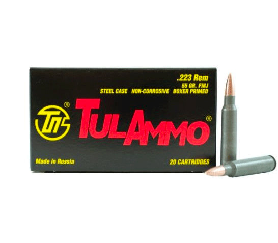 Tula 223 Ammo 55 Grain FMJ Steel Case, 20 rds/box – TA223550