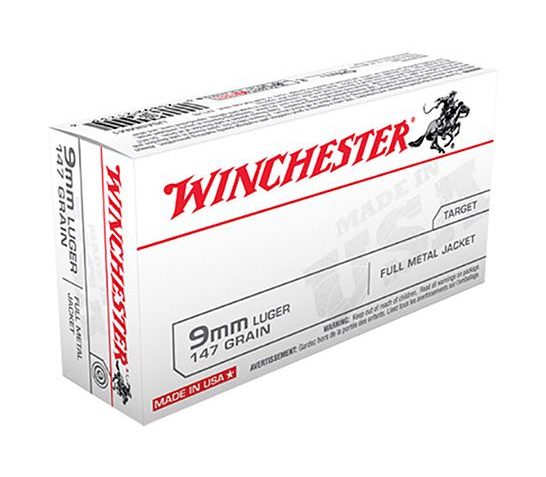 Winchester USA 9mm 147gr FMJ Ammunition 50rds – USA9MM1