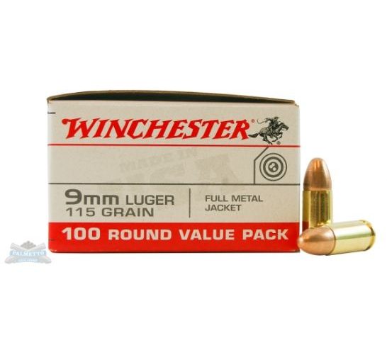 Winchester USA 9mm 115gr FMJ Ammunition 100rds – USA9MMVP