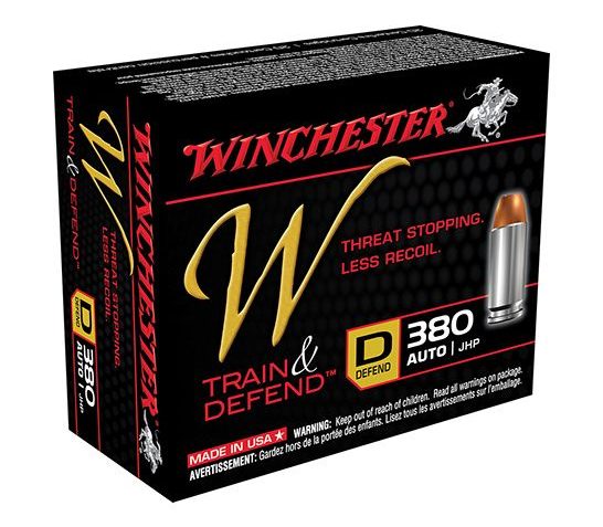 Winchester 380 Auto/ACP 95gr JHP Train & Defend Ammunition 20rds – W380D