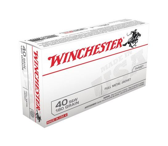 Winchester USA 40 S&W 180gr FMJ Ammunition 50rds – Q4238