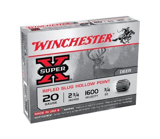 Winchester 20ga 2.75" 3/4oz Rifled Slug Super-X Ammunition 5rds – X20RSM5