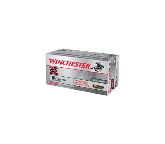 Winchester 22 Long Rifle 40gr Power Point Ammunition, 100 Round Box – X22LRPP1