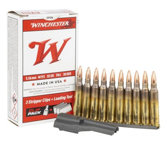 Winchester 55 gr FMJ M193 5.56×45 Ammunition, 30 Rounds On Stripper Clips – WM193CP