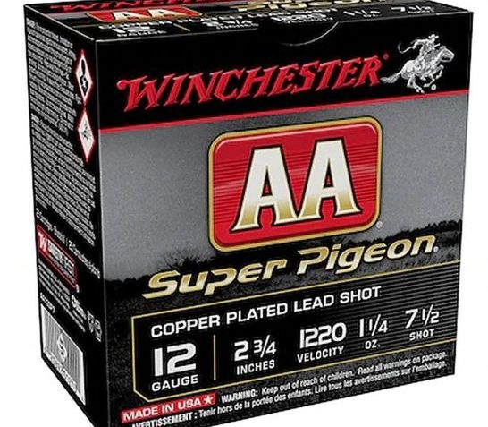 Winchester AA Super Pigeon 2.75" 7.5 Shot 1 1/4 oz 12 Gauge Ammunition 25 Rounds – AA12SP7