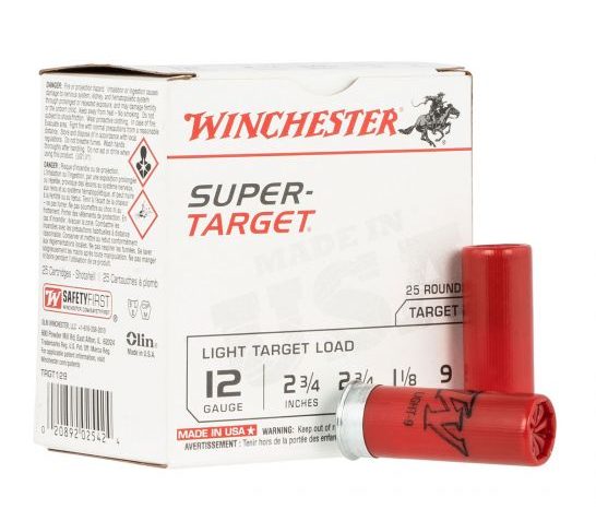 Winchester Super Target 2.75" 1 1/8 oz 9 Shot 12 Gauge Ammunition 25 Rounds – TRGT129