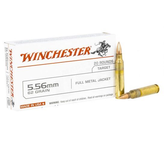 Winchester 62 gr FMJ 5.56 Ammunition, 20 Rounds – USA5562