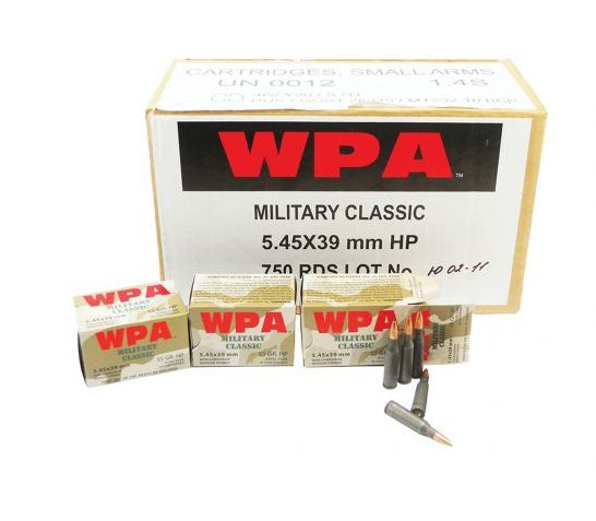 Wolf Performance Military Classic 55 gr Hollow Point Boat Tail 5.45x39mm Ammo, 750/case – MC545BHP