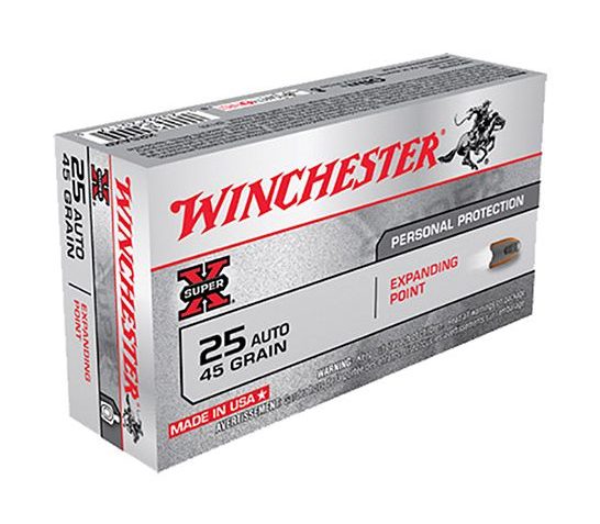 Winchester 25 Auto/ACP 45gr Expanding Point Super X Ammunition 50 rounds – X25AXP