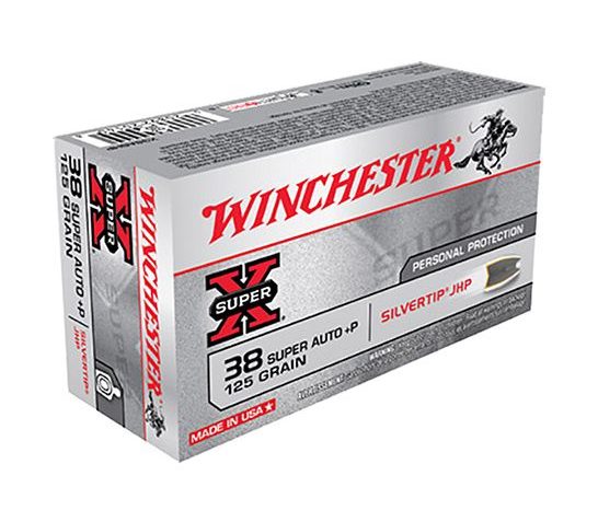 Winchester 38 Super+P  **NOT FOR REVOLVERS ** 125gr SilverTip HP Ammunition 50rds – X38ASHP