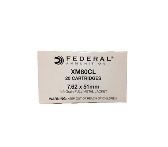 Federal 7.62x51mm NATO 149gr FMJ M80 Ammuniton 20rds -XM80CL