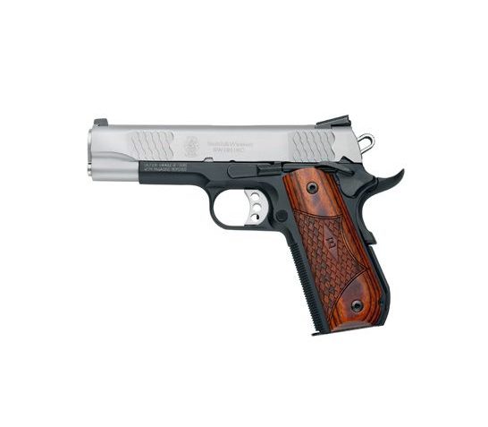 Smith & Wesson 108485 1911 E-Series 45 ACP 4.25" 8+1 Black Satin Stainless Steel Slide Round Butt Laminate Wood Grip