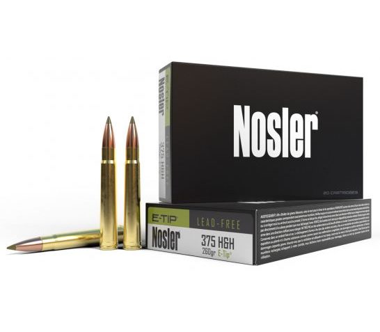 Nosler 40395 E-Tip Lead Free 375 Holland & Holland Magnum 260 Grain 20 Rounds