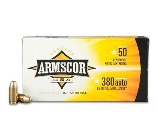 Armscor Centerfire Handgun Brass .380 ACP 95-Grain 50-Rounds FMJ