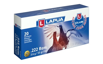 Lapua Centerfire Rifle Brass .222 Rem 55-Grain 50-Rounds FMJ