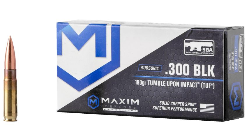 Maxim Defense Industries Short Barrel Ammunition Brass .300 AAC Blackout 190-Grain 20-Rounds SC