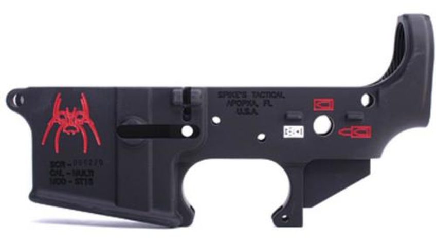 Spike's Tactical, STLS019 Spider, Stripped Lower, Semi-automatic, 223 Remington/556NATO, Black, Color Filled