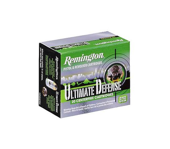 Remington Ultimate Defense Center Fire Full Size Handgun Ammo Brass 40 S&W 180 grain Brass Jacket Hollow Point 20 Rounds Per Box