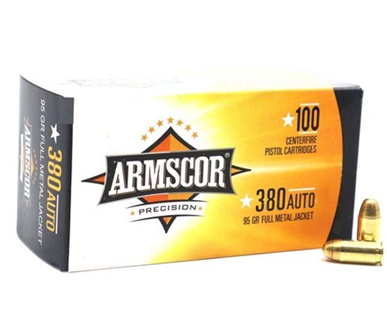 Armscor USA 380 ACP AUTO Ammo 95 Grain Full Metal Jacket 100 Rounds