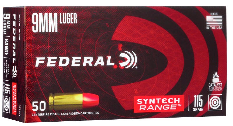 Federal American Eagle Syntech Range Brass .380 ACP 95-Grain 50-Rounds TSJ