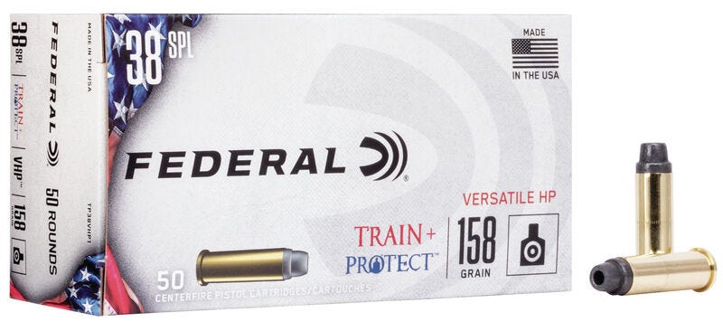 Federal Train + Protect 38 Special 158 Grain Versatile Hollow Point 50 Round Box