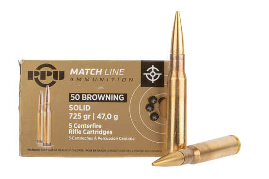 PPU MATCH .50 BMG 725GR FULL METAL JACKET 5 ROUNDS PER BOX