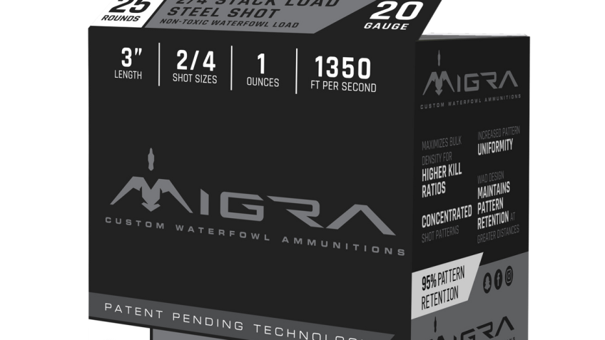 MIGRA AMMUNITION COMBINATIONAL 20GA 3-INCH 1OZ 2/4 SHOT 25 ROUNDS PER BOX