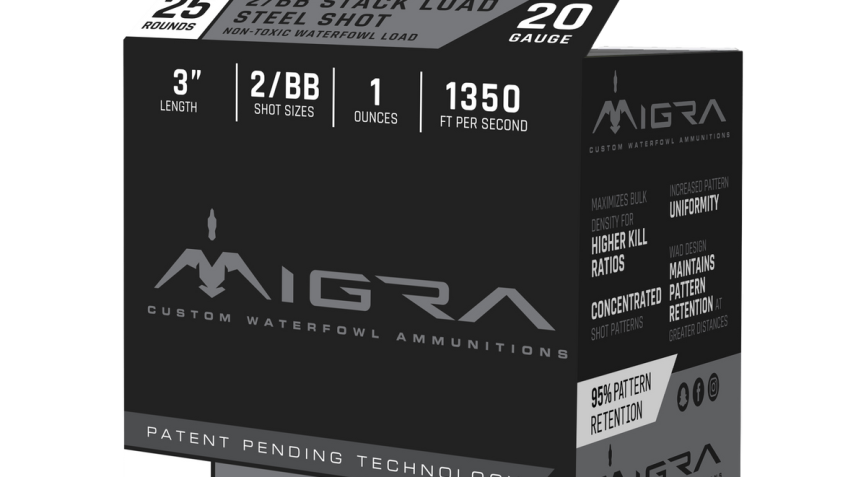 MIGRA AMMUNITION COMBINATIONAL 20GA 3-INCH 1OZ 2/BB SHOT 25 ROUNDS PER BOX