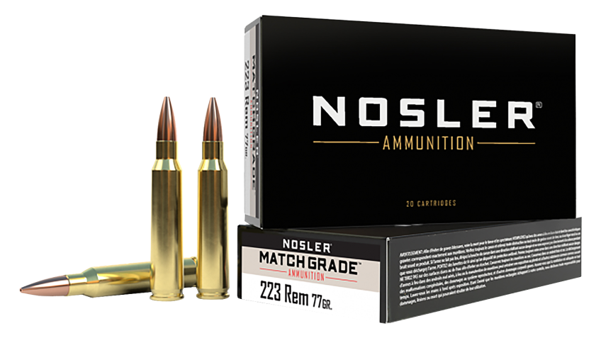 Nosler Match Grade Centerfire Rifle Ammo – .223 Remington – 77 Grain