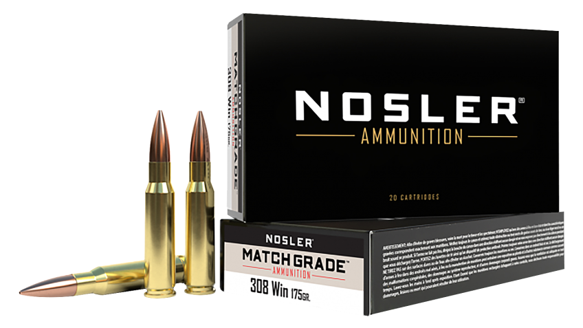 Nosler Match Grade Centerfire Rifle Ammo – .308 Winchester – 175 Grain