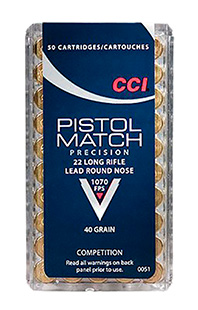 CCI Pistol Match Rimfire Ammo – .22 Long Rifle – 40 Grain – 50 Rounds