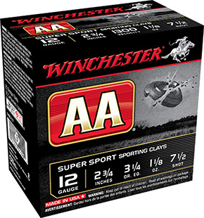 Winchester AA Supersport Sporting Clays Shotshells – 12 Gauge – #7.5 Shot – 250 Rounds