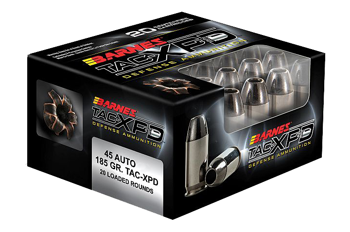 Barnes TAC-XPD Personal and Home Defense Ammo – .45 Automatic Colt Pistol – 20 rounds