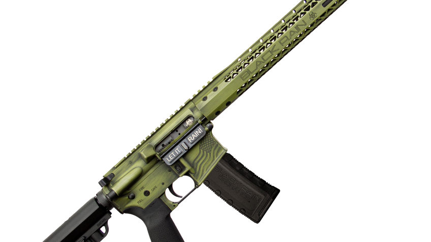 Black Rain Ordnance BRO SPEC-15 Semi-Auto Rifle in Bazooka Green Battleworn with American Flag