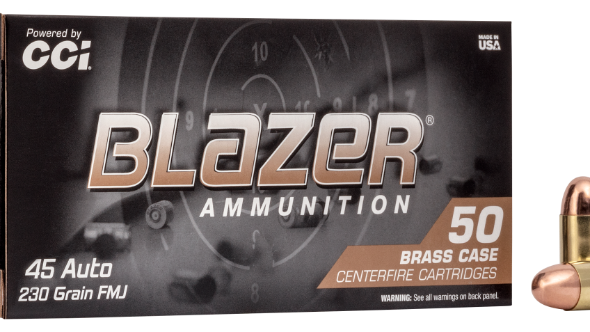 Blazer Brass Handgun Ammo – .45 Automatic Colt Pistol – 230 Grain – 50 Rounds