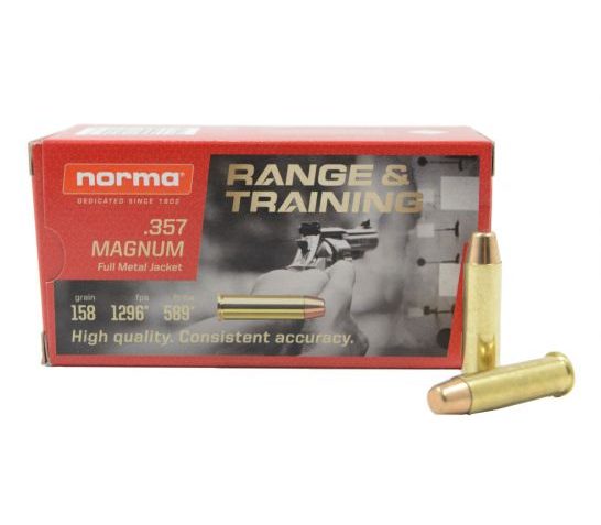 NORMA AMMUNITION RANGE AND TRAINING 357 MAG 158GR FULL METAL JACKET (FMJ) 50 ROUNDS PER BOX